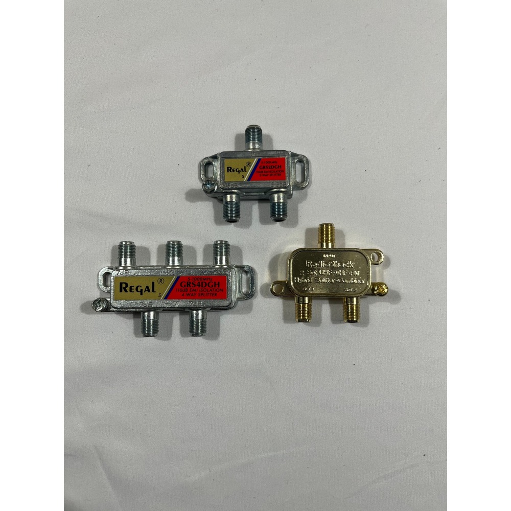 Signal Splitter 3 Piece Lot GRS4DGH GRS2DGH Regal RadioShack 2-Way 4-Way
